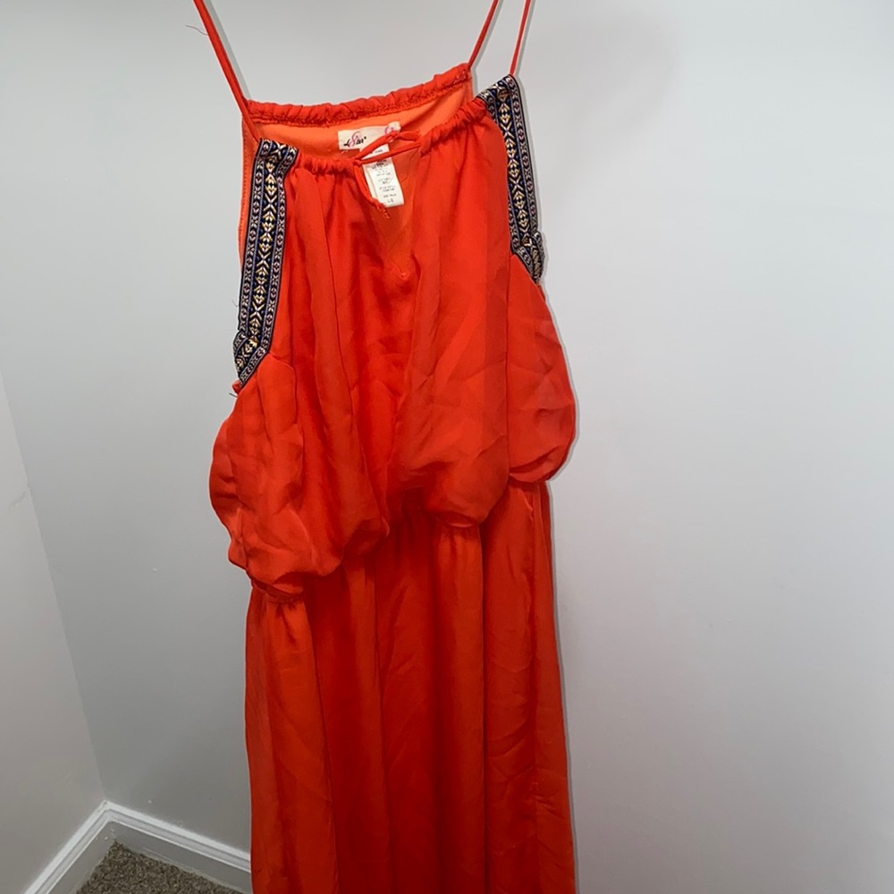 A scarlet colored dress worn 2, size large in great condition